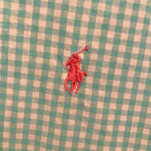 Ralph Lauren Men's Aqua Checkered Button-Down Shirt - Picture 3 of 4